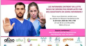 Manifestation des infirmiers le 20 mars à Bruxelles devant le cabinet du Ministre de la santé